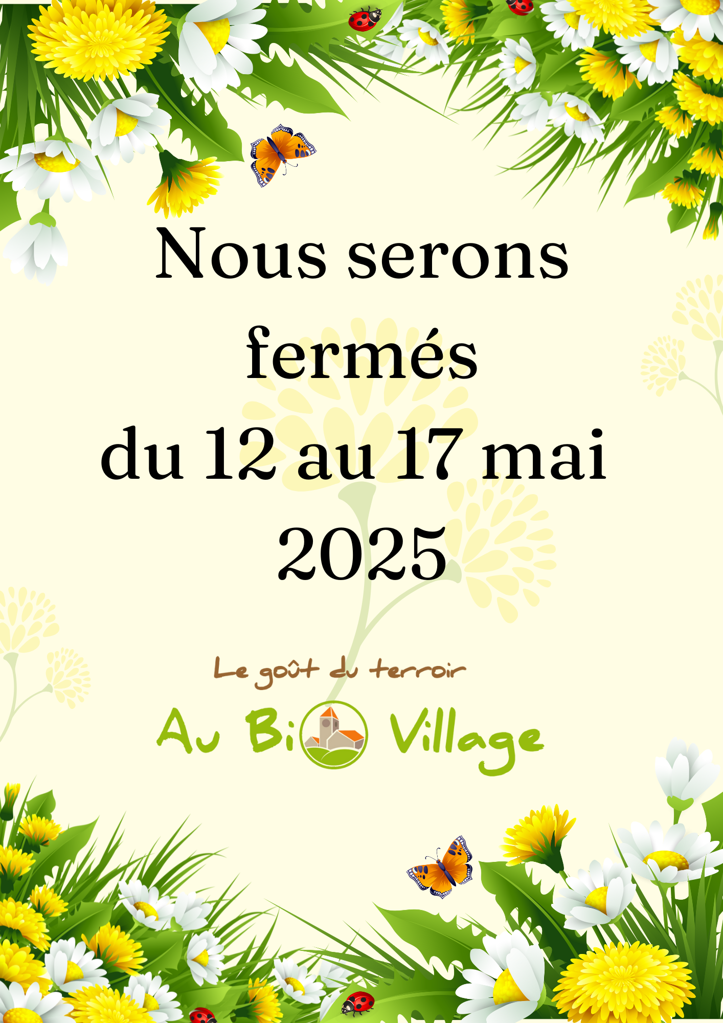 🌞Fermé du lundi 12 au samedi 17 mai🕶️